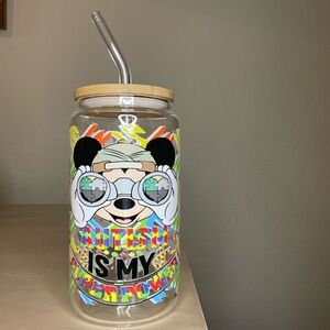 Colorful Glass Tumbler with Straw